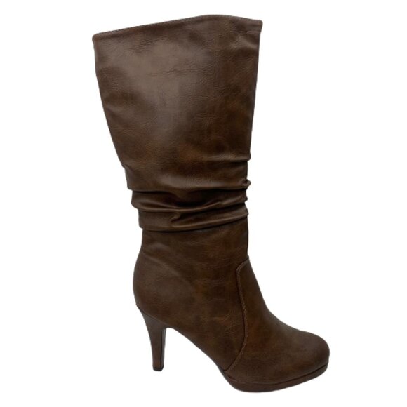 Top Moda Mid-Calf Round Toe Slouched Synthetic Leather Women's Boots - Picture 2 of 6